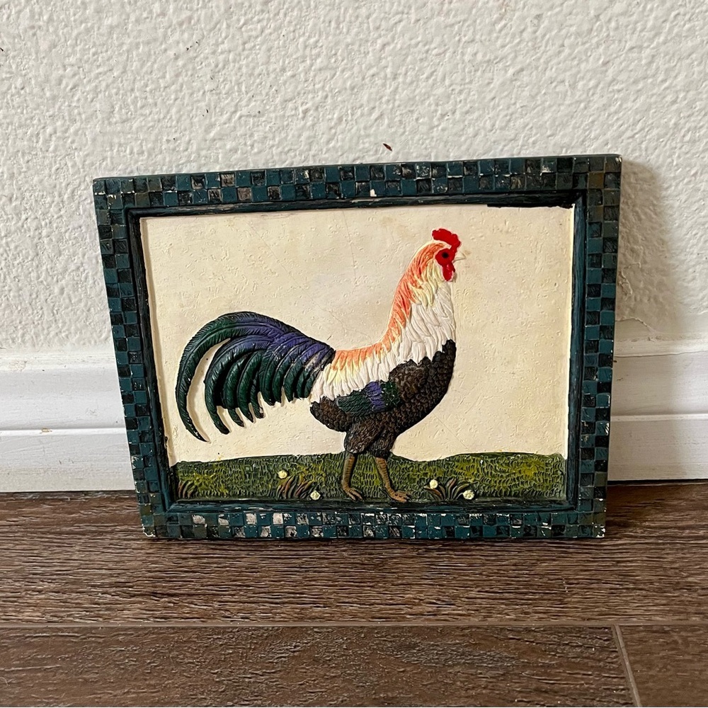 Ceramic Colorful Rooster Wall Art